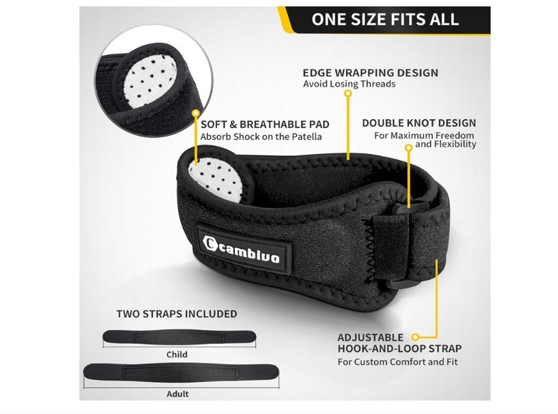 2 Pack Patella Knee Straps with Extra Support for Sports & Running