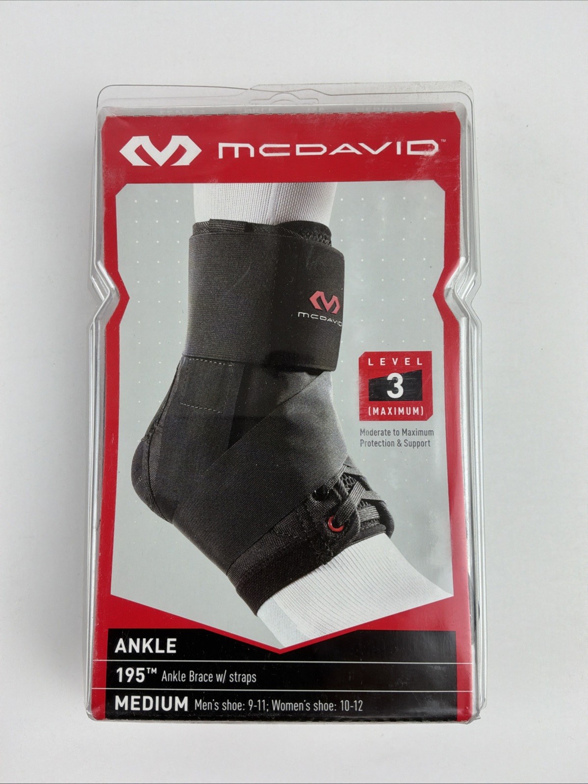 McDavid 195 Ankle Brace W/straps Level 3 Maximum Size M Women 10-12 Mens 9-11