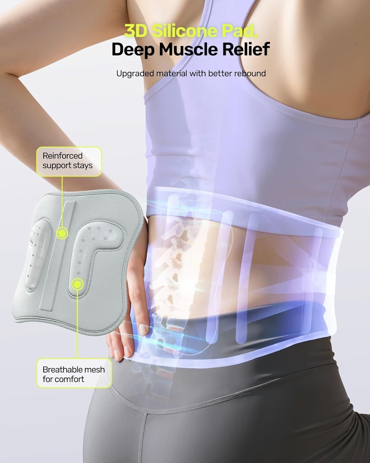 Lightweight Purple Back Brace for Women – 3D Silicone & Sciatica Support Size M