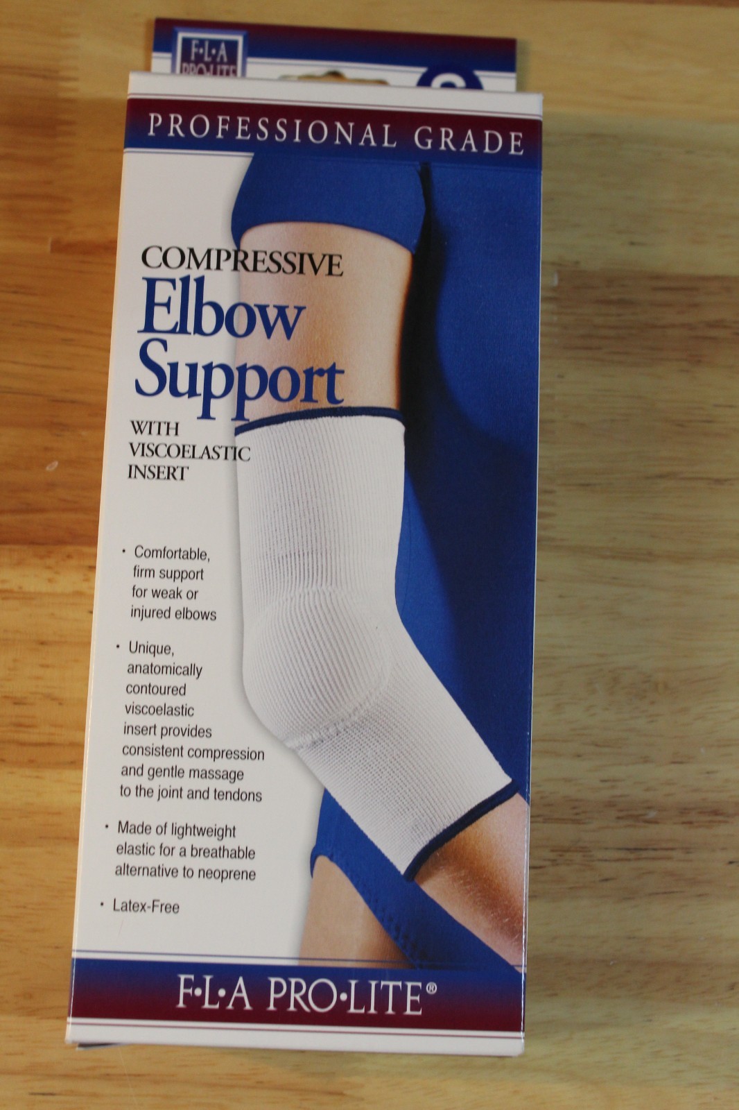 FLA Compressive Elbow Support w/Viscoelastic Insert-XS-White-NEW