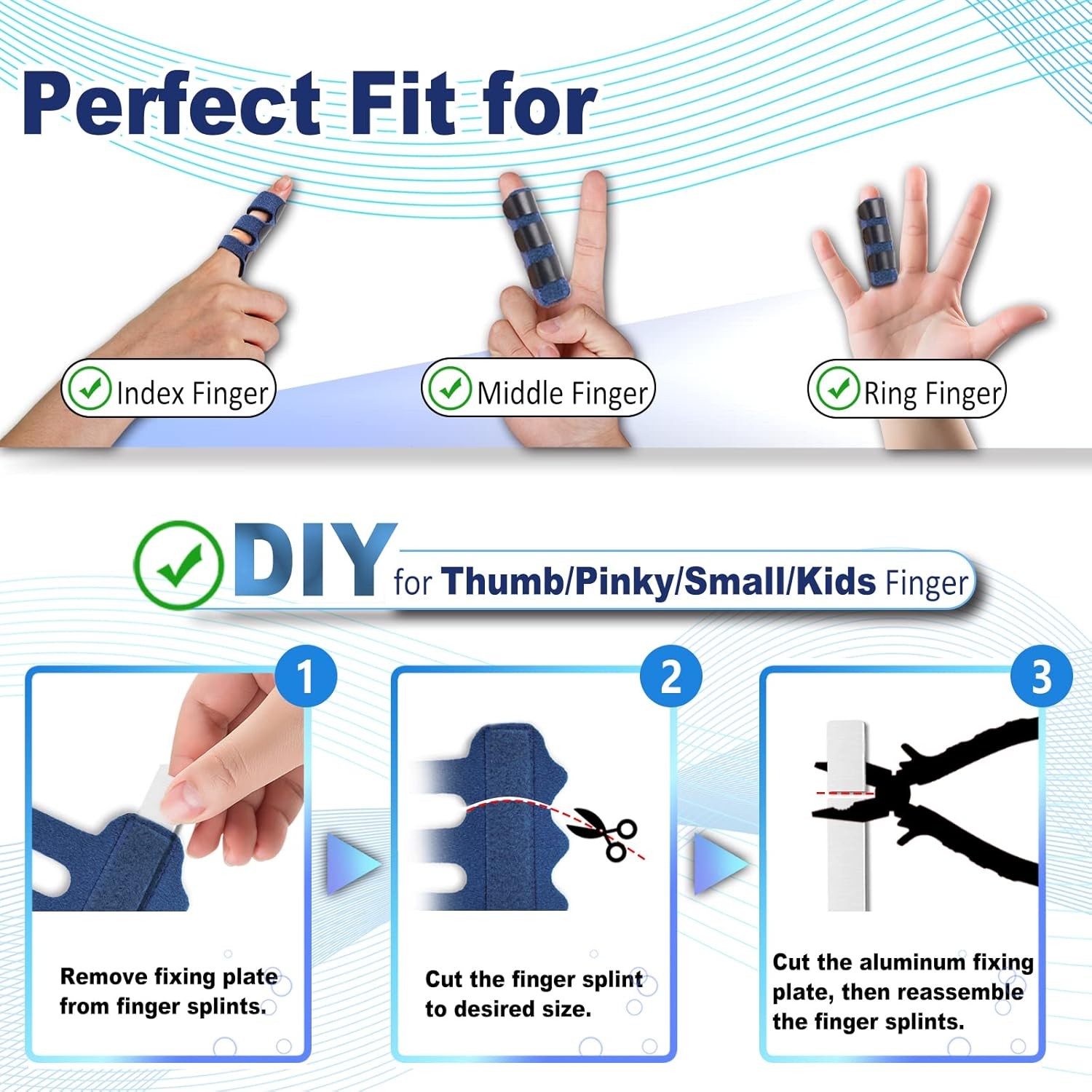 RonJea 4Pcs Trigger Finger Splint Adjustable Finger Brace for Arthritis