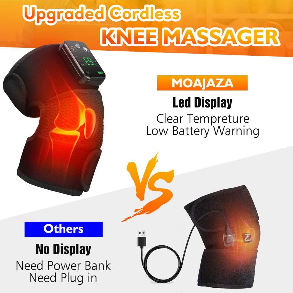Cordless Heated Knee Brace Wrap Massager with Vibration for Knee Shoulder Elbow