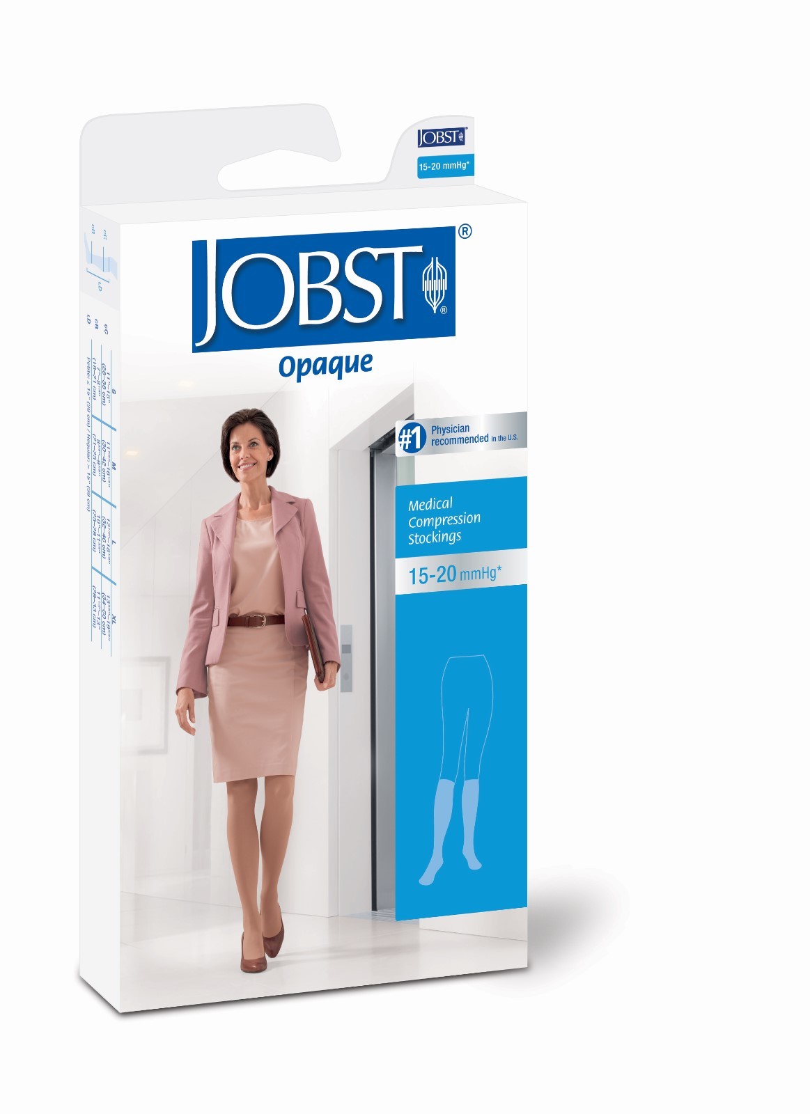Jobst Petite Womens Opaque Compression Knee 15-20 mmhg Stockings Supports Open T