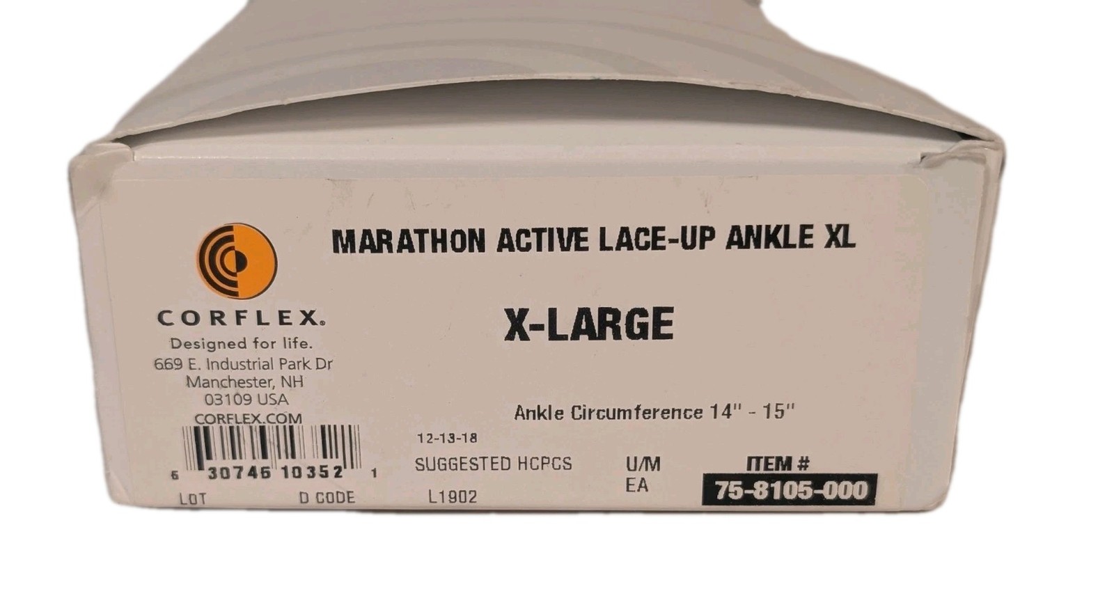 Corflex Marathon Active Lace-Up Ankle Stabilizer Wrap Support Brace XLarge L  R