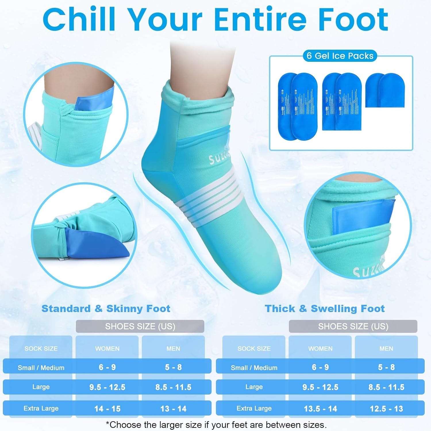 SuzziPad Cold Gloves and Socks for Chemotherapy, Chemo Ice Packs for Hands an