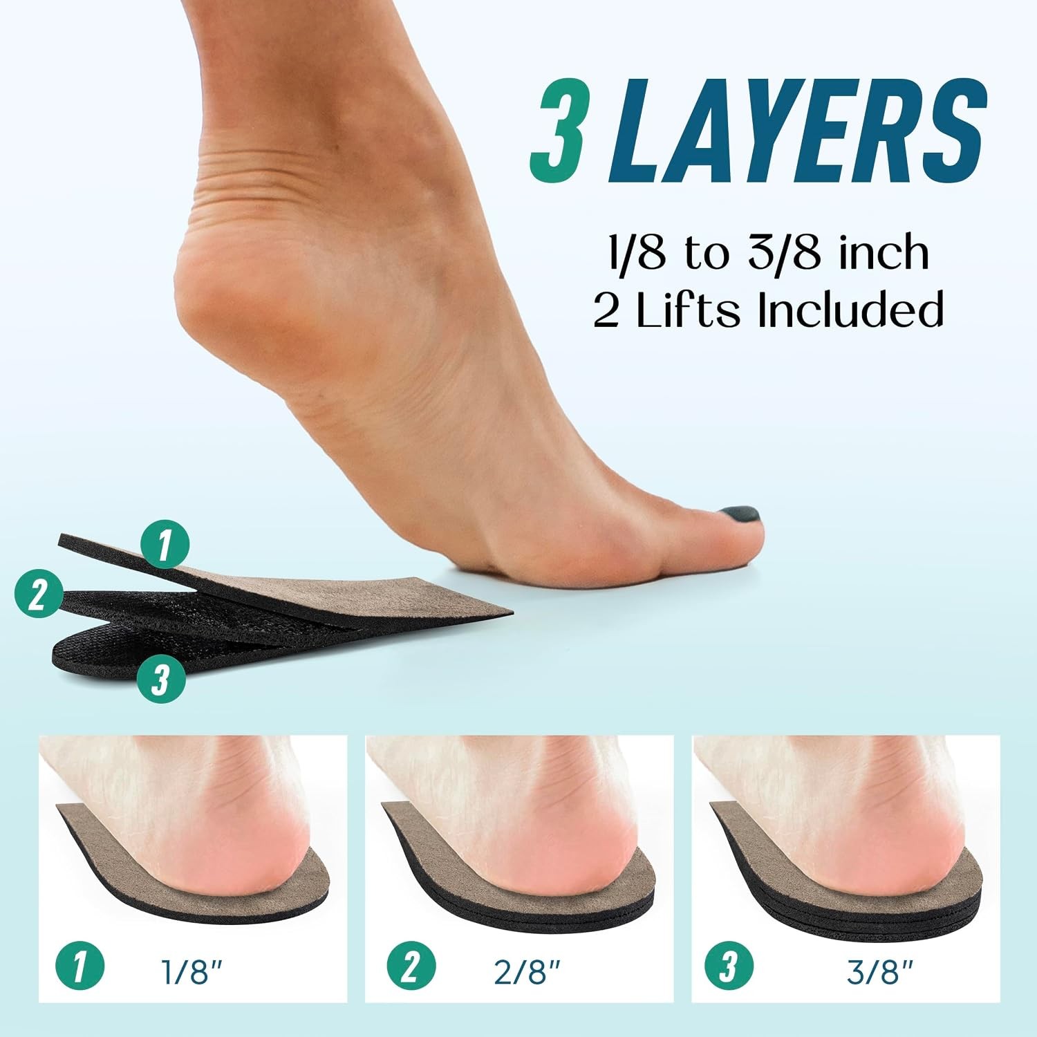 Heel Lifts for Women and Men Adjustable Shoe Lifts for Leg Length Discrepancy (S