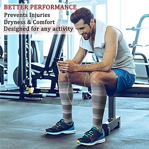 6 Pairs-Compression Socks Large-X-Large 01 Black/Black/Black/Black/Pink/Grey