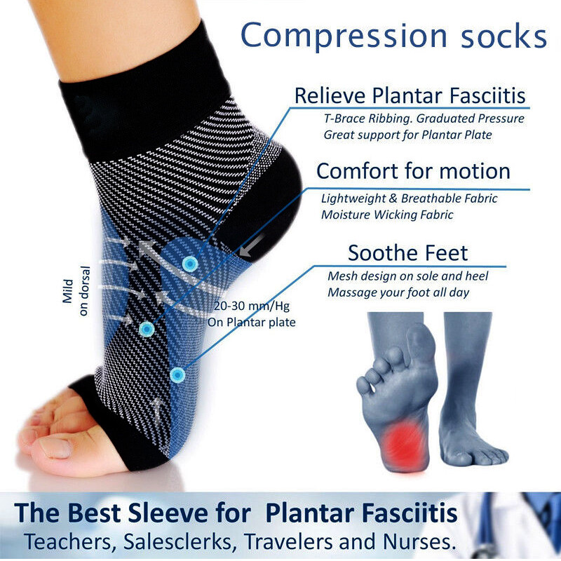 Pairs Ankle Support Brace Compression Sleeve Foot Wrap Plantar Fasciitis Relief