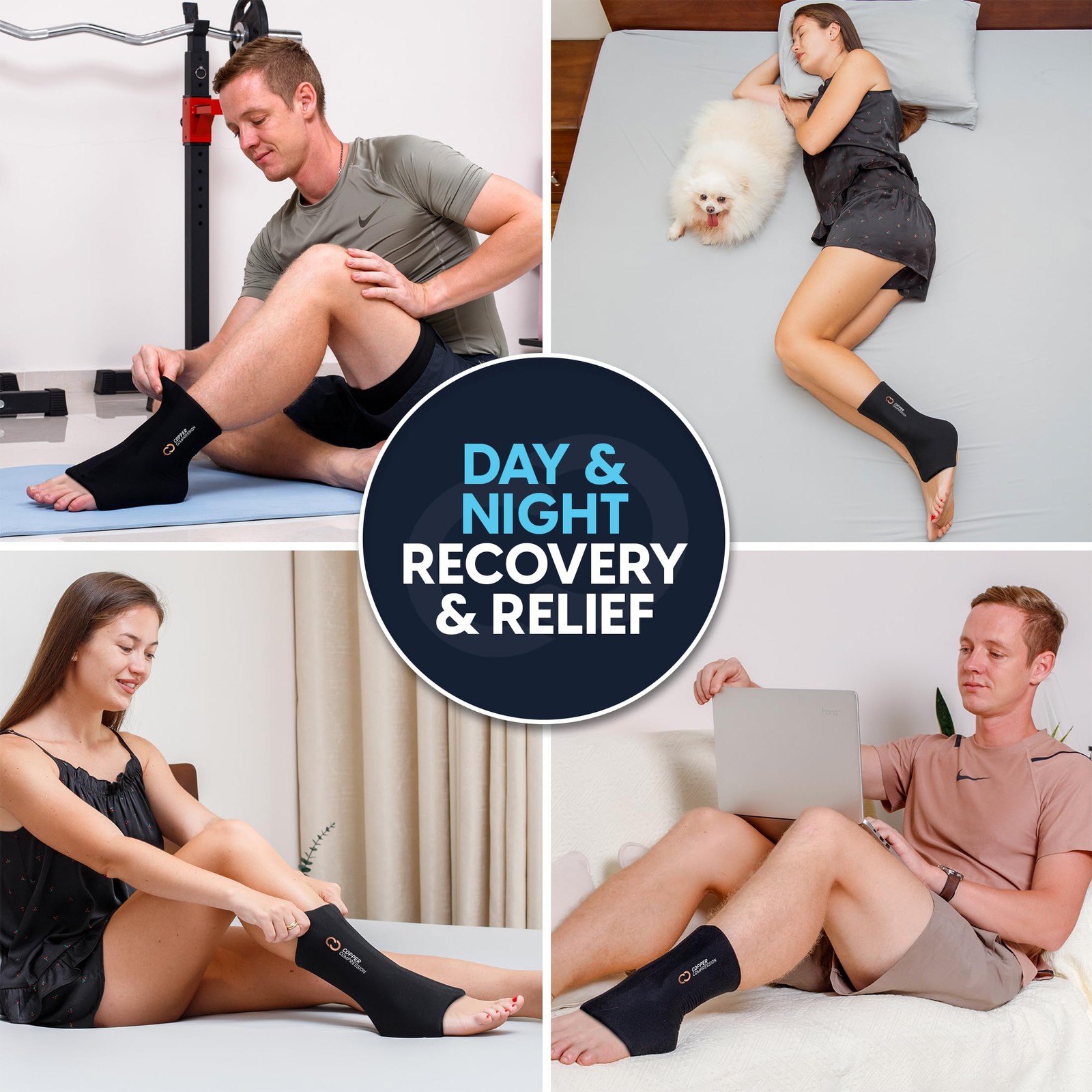 Copper Compression CopperFreeze Ankle Sleeve – Hot & Cold Therapy One Size
