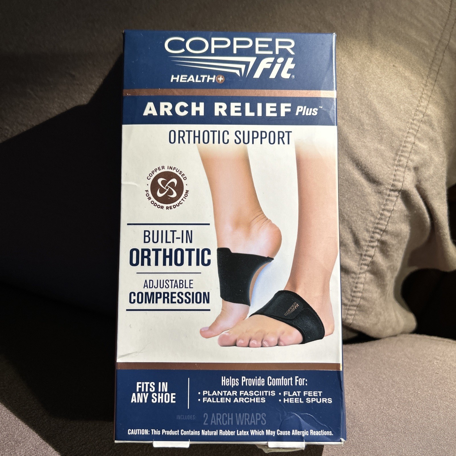 Copper Fit Health Unisex Arch Relief Plus with Built-In Orthotic Support – Black