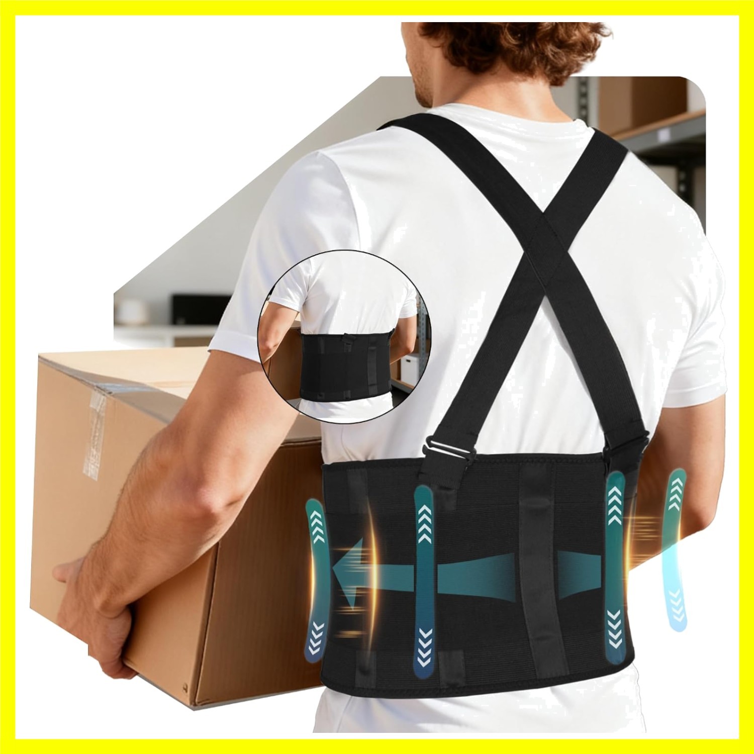 2-in-1 Work Back Brace for Men & Women, Adjustable Lumbar Support Belt with D…