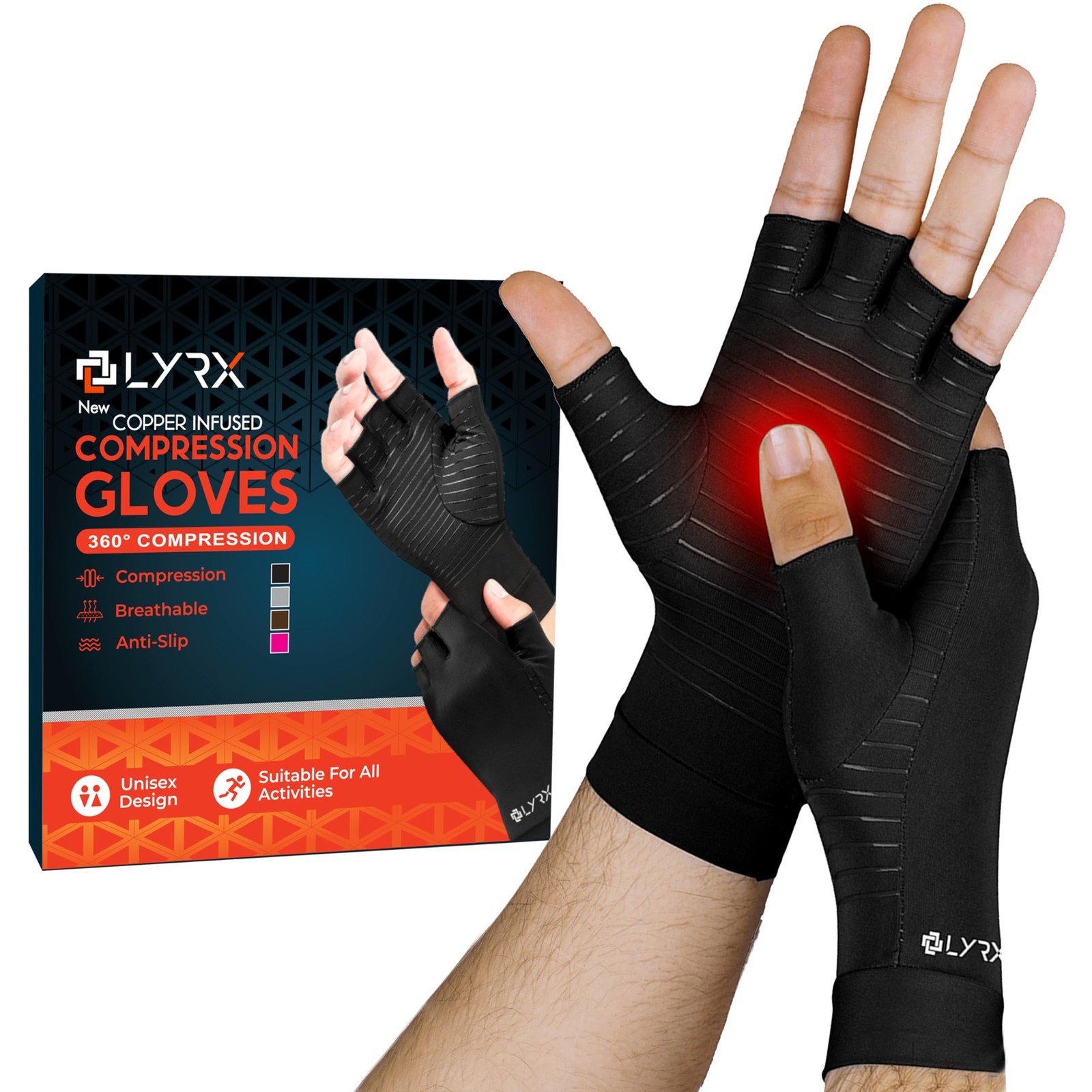Arthritis Gloves – Copper Infused Compression Fingerless Glove for Women Men …