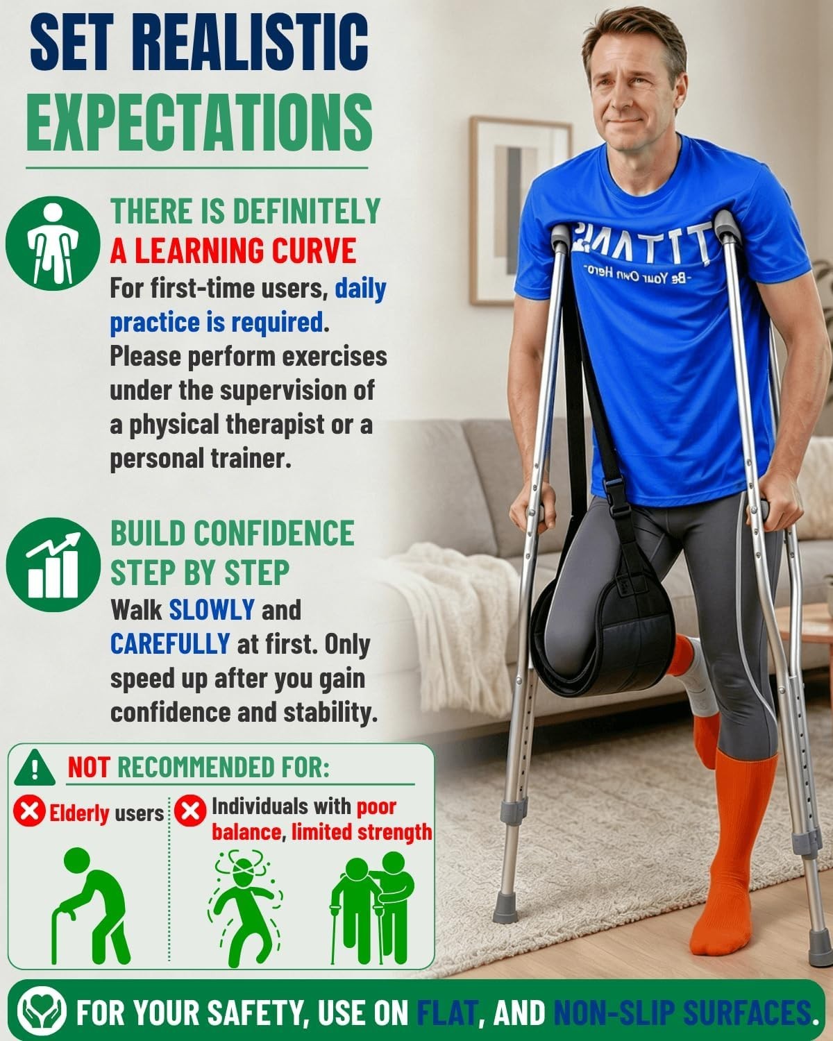 Adjustable Crutch Knee Sling Support Pad for Walking Mobility Aid Cushion