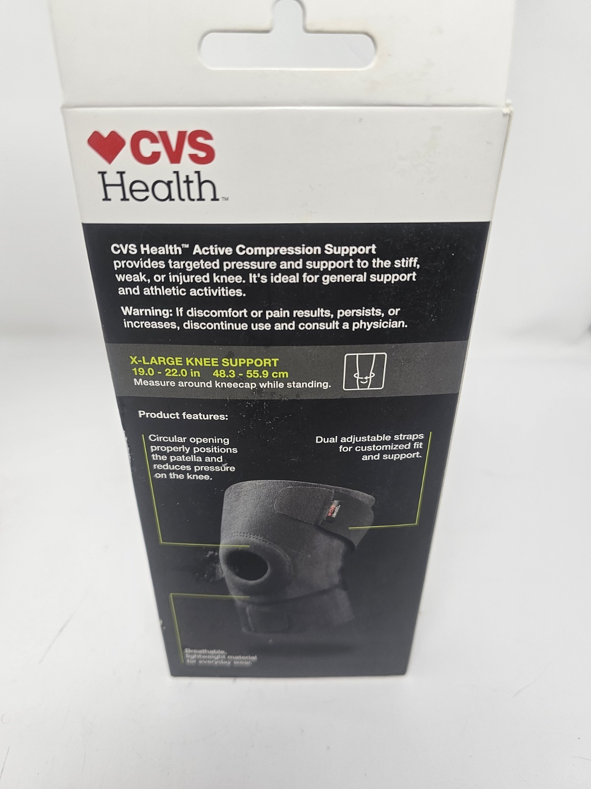 CVS Health Active Compression Knee Support Breathable Material Size XL