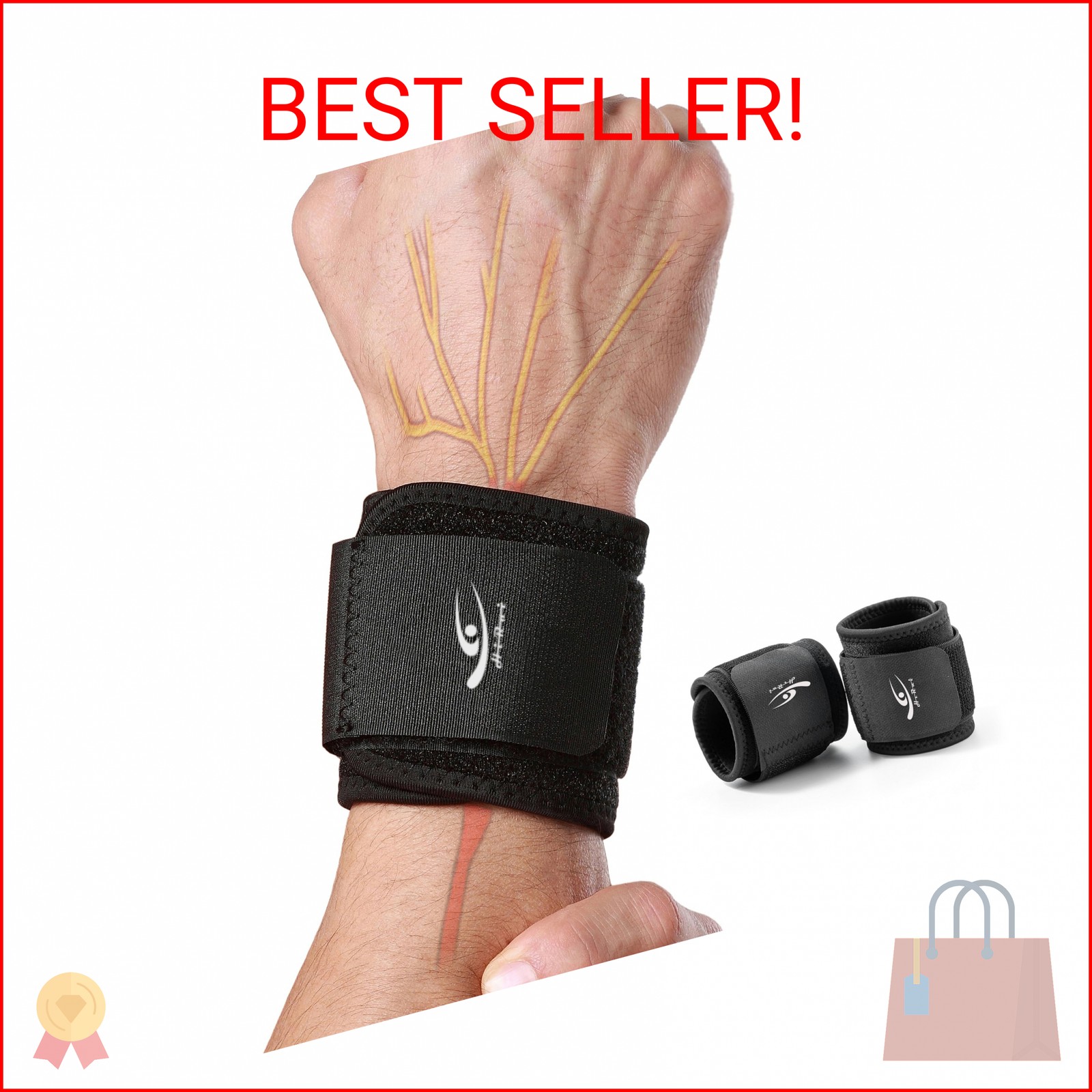HiRui Wrist Compression Strap Wrist Brace Wrist Wraps for Fitness, Weight Liftin