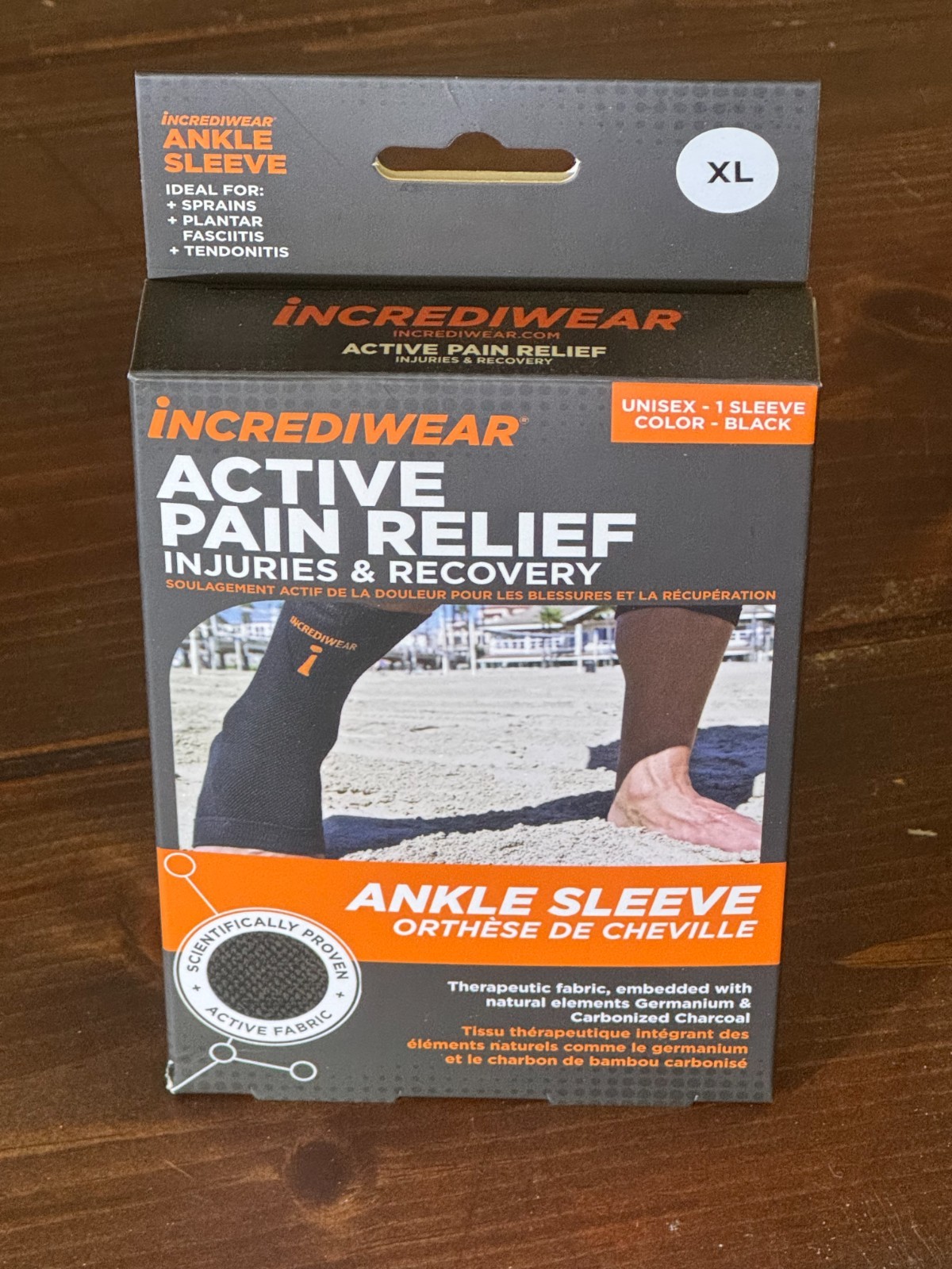 Incrediwear Ankle Sleeve -Active Pain Relief Sprain Support EXTRA LARGE, NEW -XL