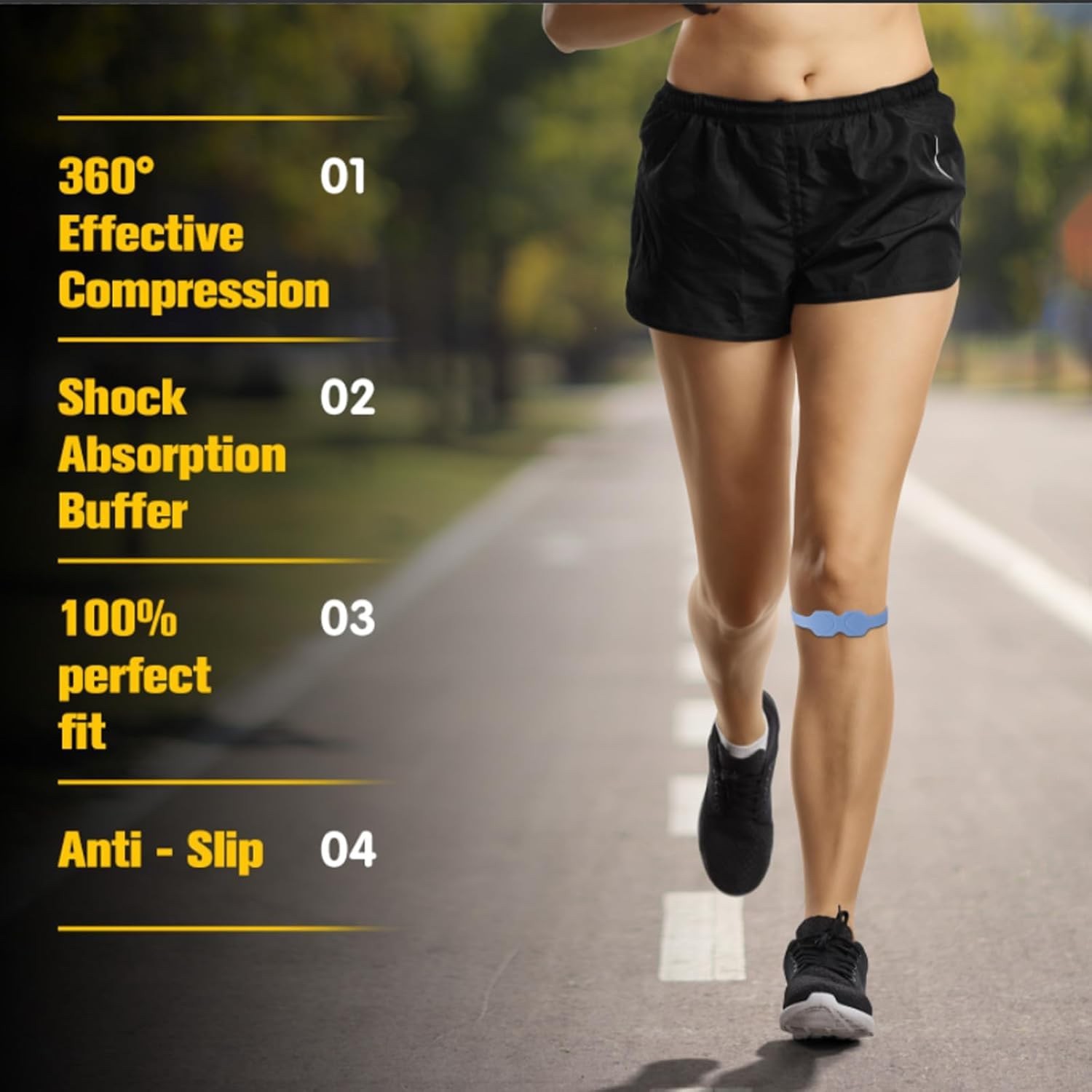 Knee Patellar Tendon Support Strap Adjustable Knee Brace Men & Women 2 Pk BLUE