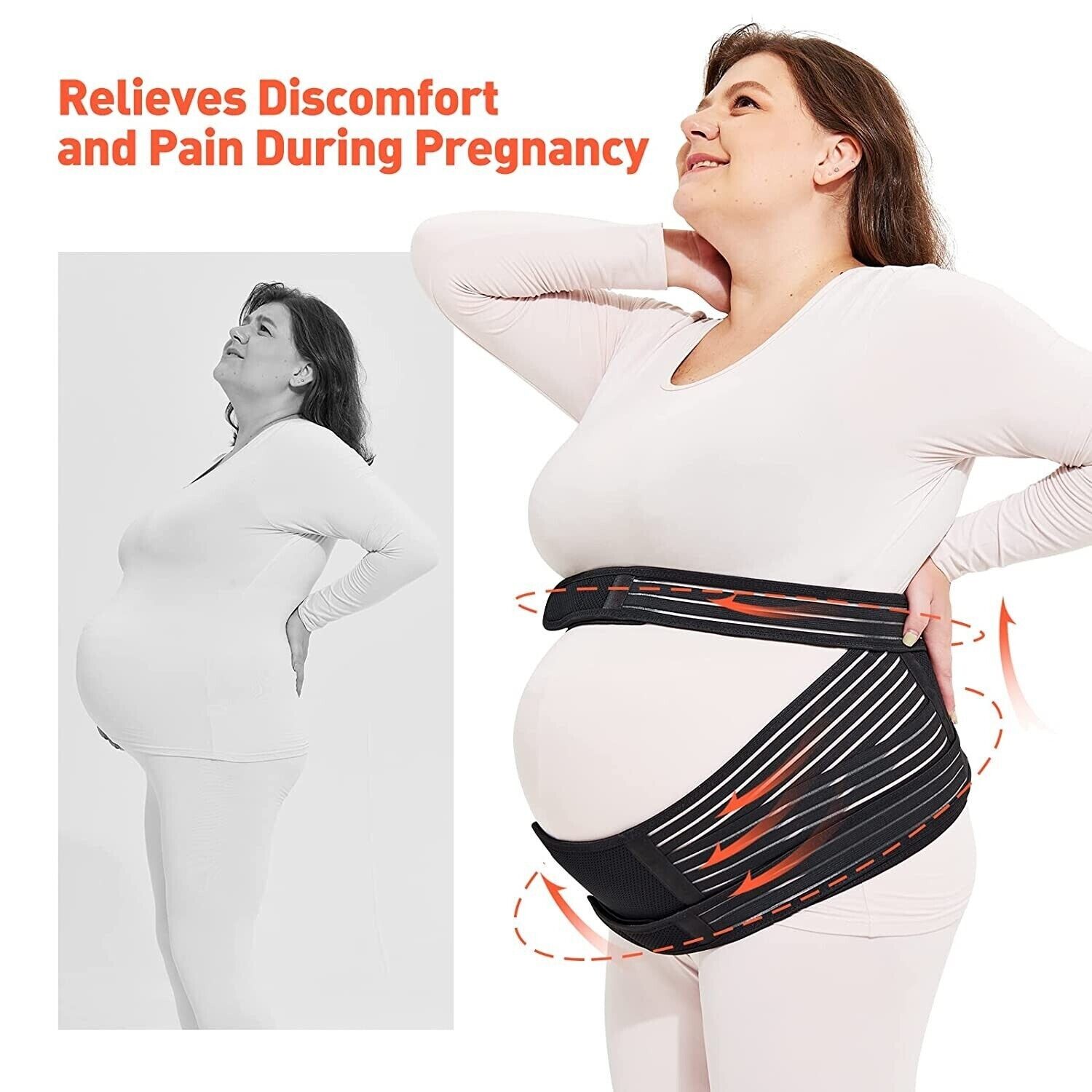 ECOPARTY Maternity Belt, Belly Band Waist Abdominal Back Support~BLK-3XL