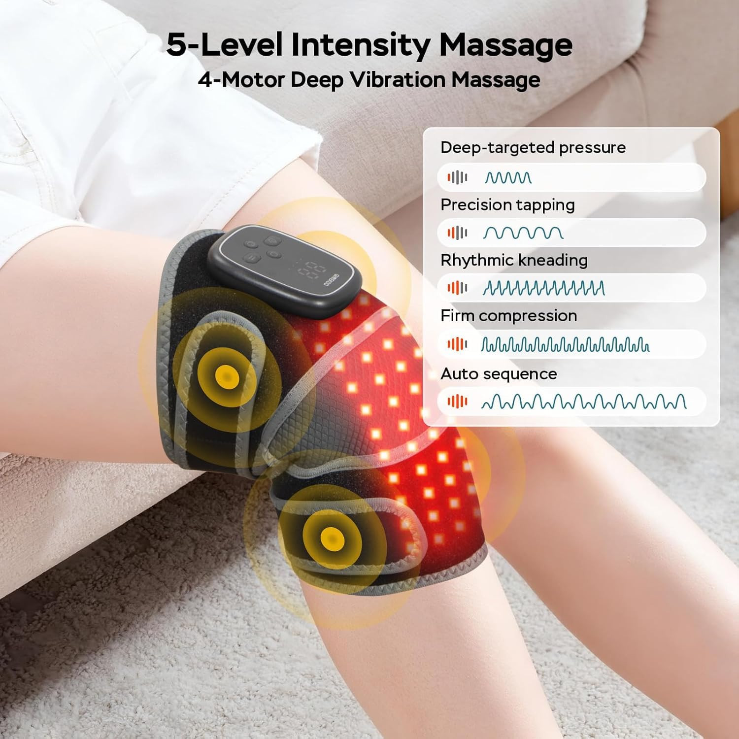 Red Light Therapy Knee Massager Brace – 660Nm & 850Nm Near-Infrared Light Device