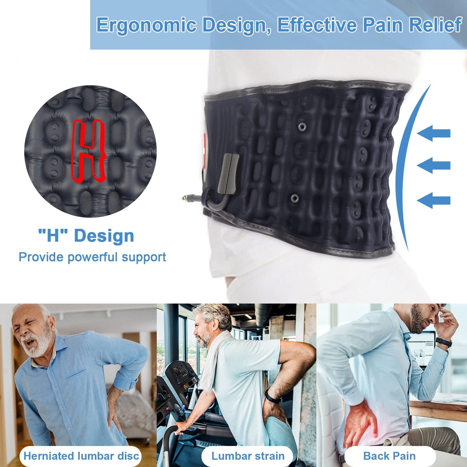 Back Pain Belt Inflatable Lumbar Support for Lower Back Pain Relief Decompres