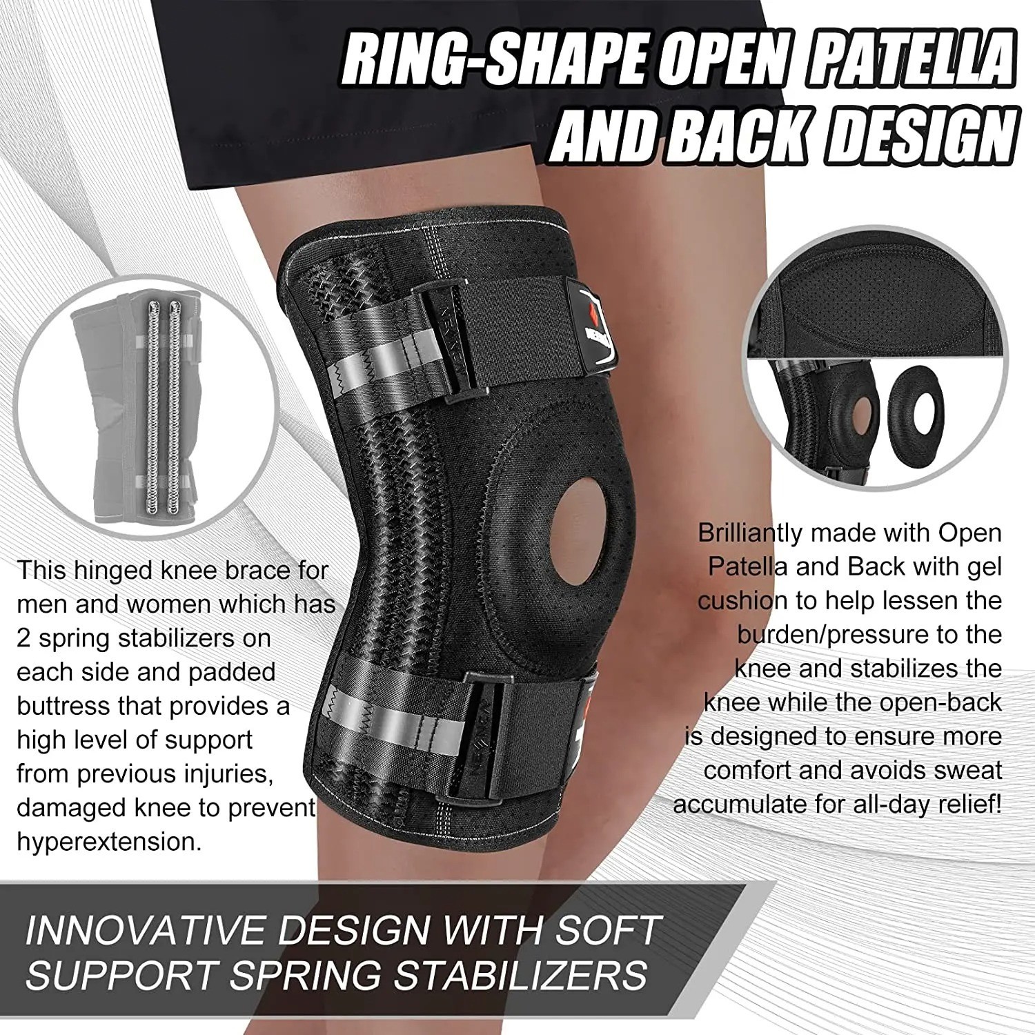 knee brace for knee pain knee support with side stabilizers.