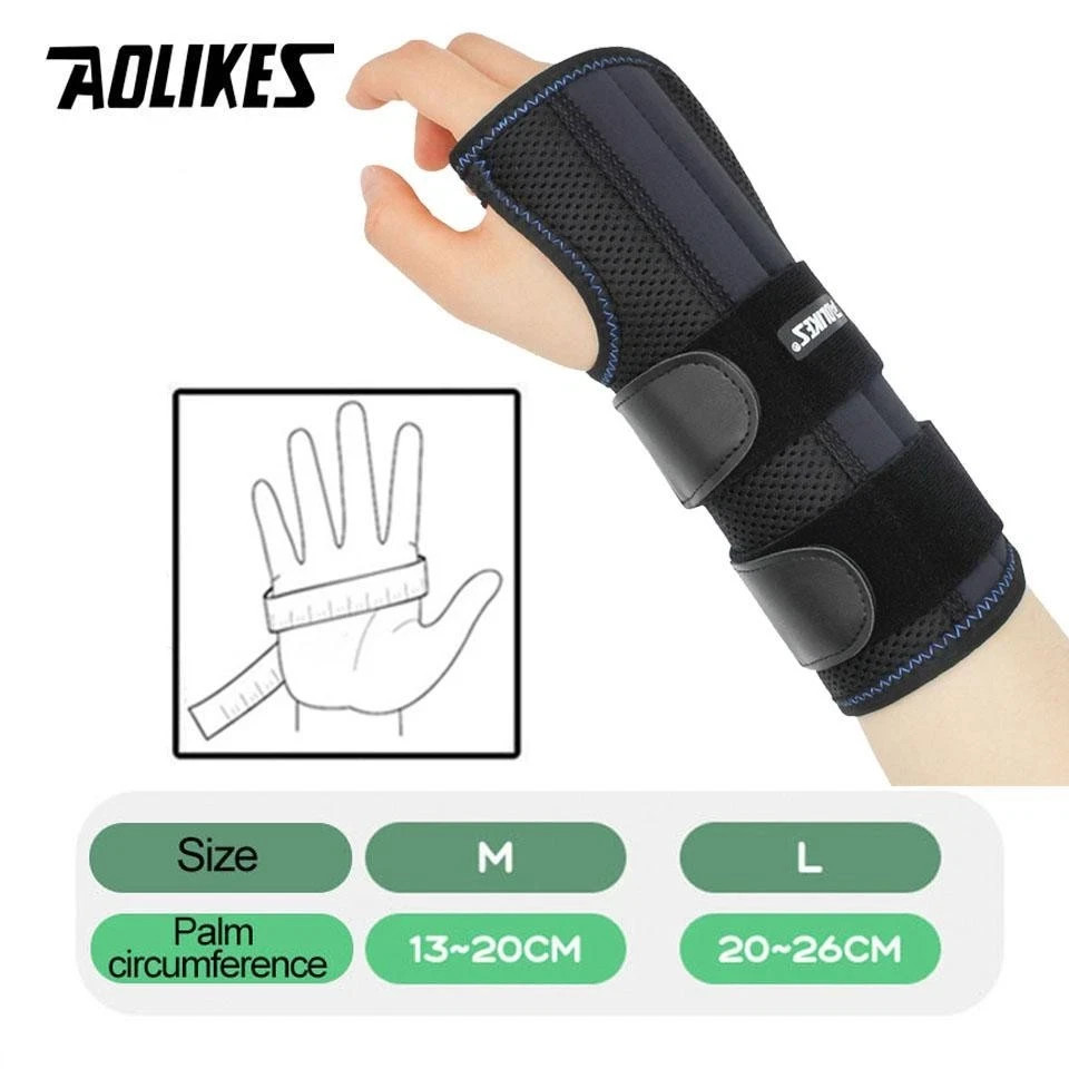 AOLIKES Wrist Brace Adjustable Wrist Support Splint 3 Stays Hand Brace 1PCS