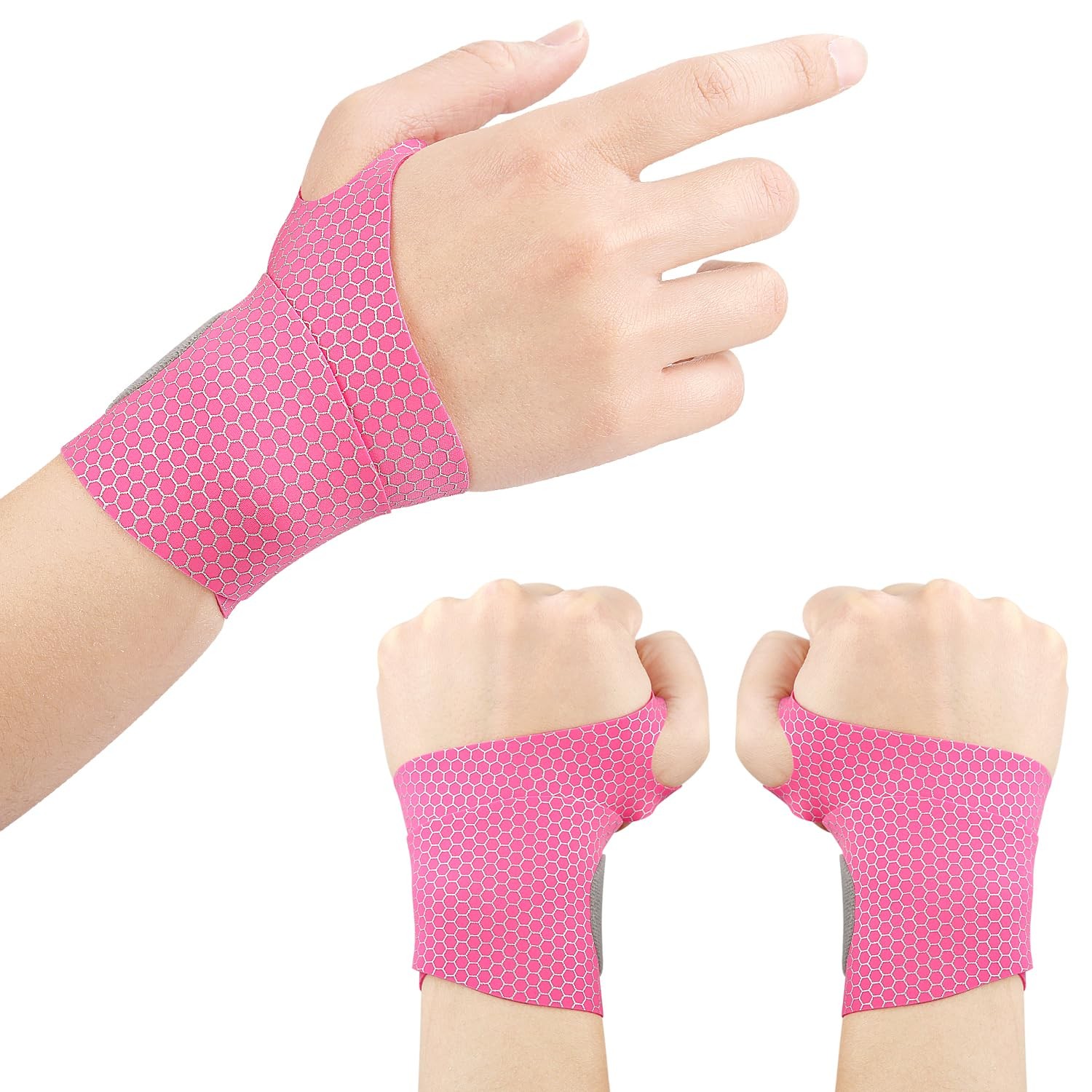 Sefexn Ultra Thin Wrist Compression Band [2 PCS] Slim and Colorful Pink