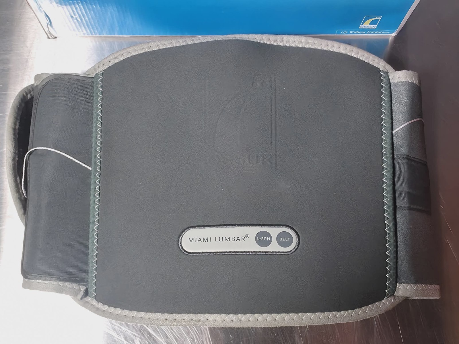 Össur Miami Lumbar L-SPN Belt Lower Back Brace Stabilization in Gray/Black
