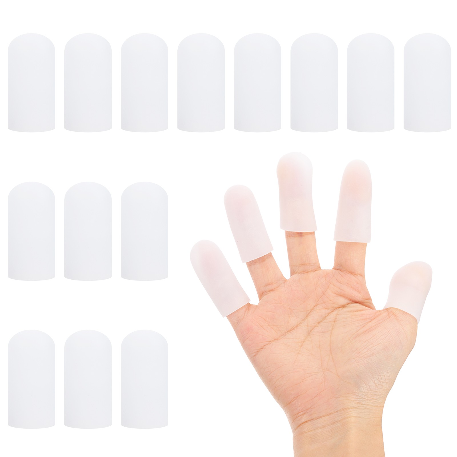 14 Pcs 1.8″x0.67″ Gel Finger Cots Silicone Finger Tip Protector Support White