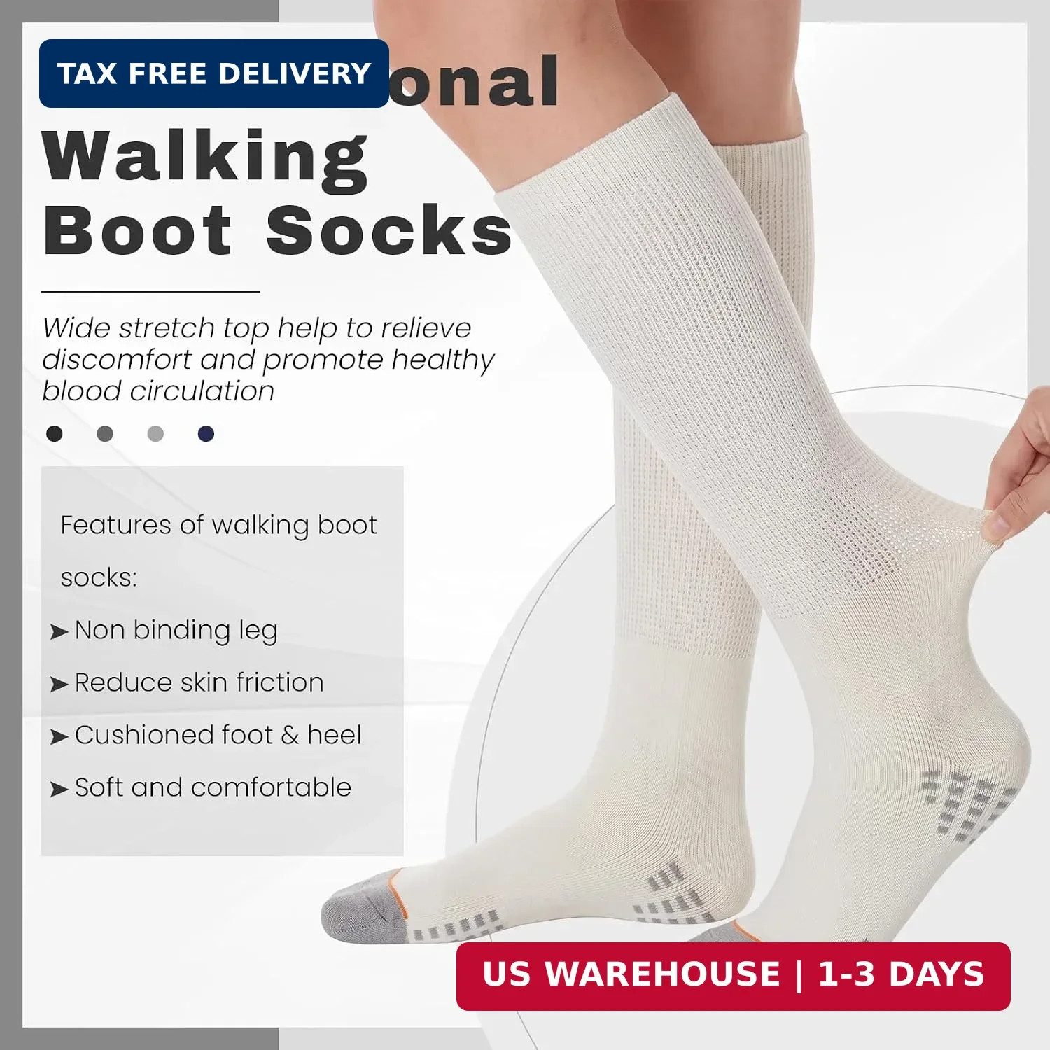 4 Pairs Walking Boot Socks Replacement Sock Liner for Orthopedic Walker Brace, T