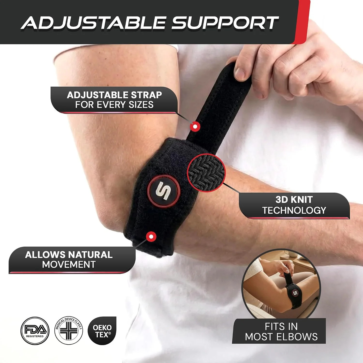 Sleeve Stars Tennis Elbow Brace for Men & Women, Elbow Brace for Tendonitis, Ten