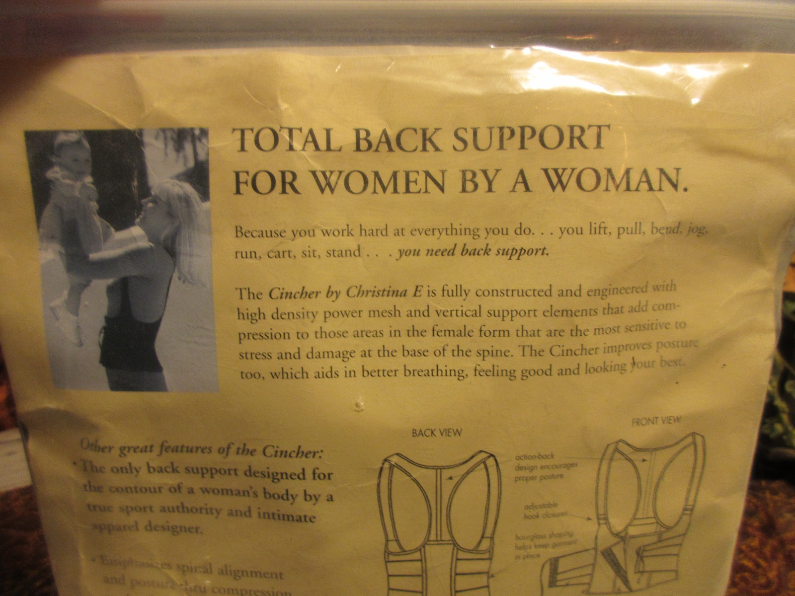 Cincher Back Support Designed for Women Christina E Size XL Nylon Lycra Spandex