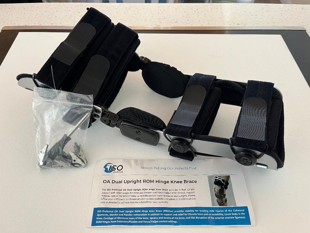 ISO Preferred OA Dual Upright ROM Hinge Knee Brace Post-Op Ligament S/LT New
