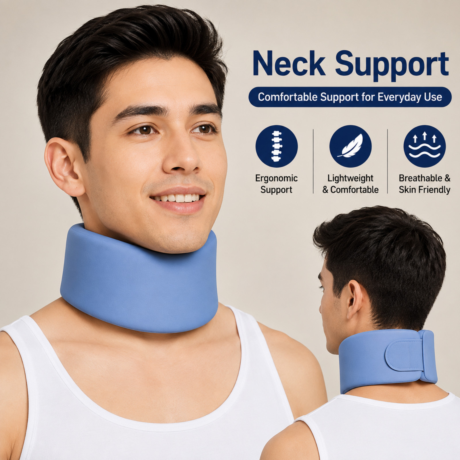 Support Wrap Soft Foam Cervical Collar Neck Pain Relief Adjustable Neck Brace