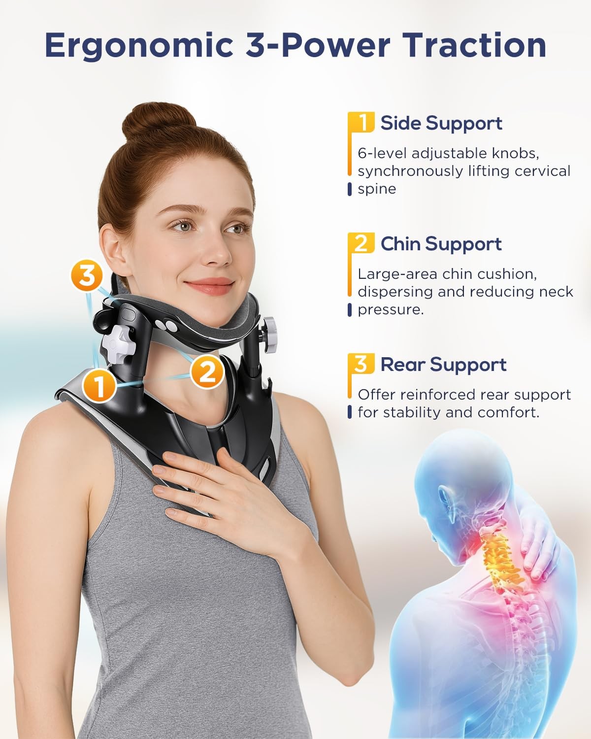 Hybodies Cervical Traction Device, Neck Stretcher for Pain Relief at A: Black