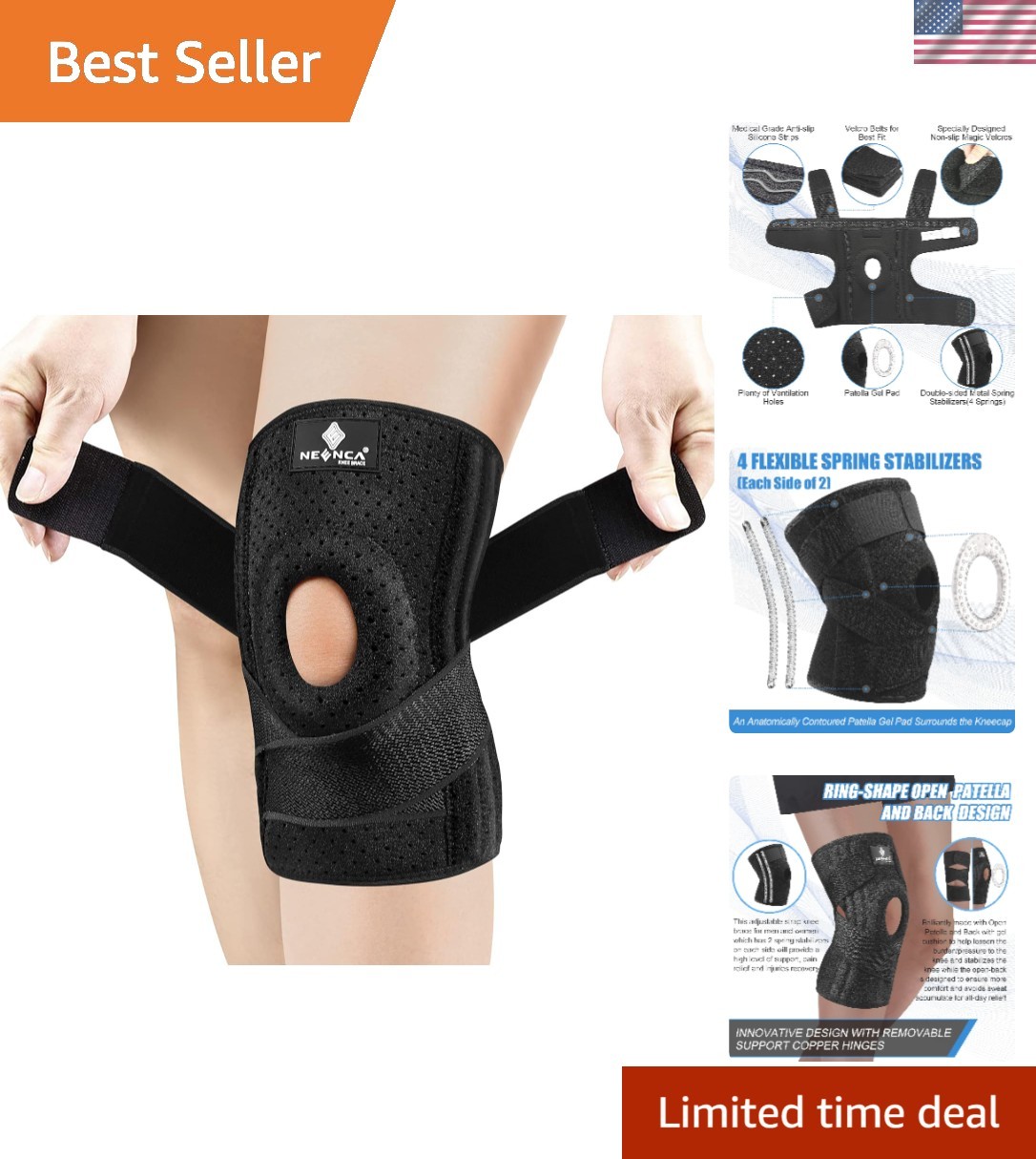 Doctor Recommended Large Knee Brace – Pain Relief & Injury Recovery with Gel Pad