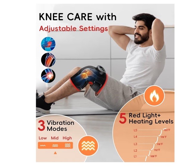 Therapy Knee Brace with Vibration Massage 660Nm 850Nm -Infrared Cordless