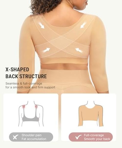 Arm Compression Sleeve Women Post Surgery Front Closure Bra | Arm Small Beige
