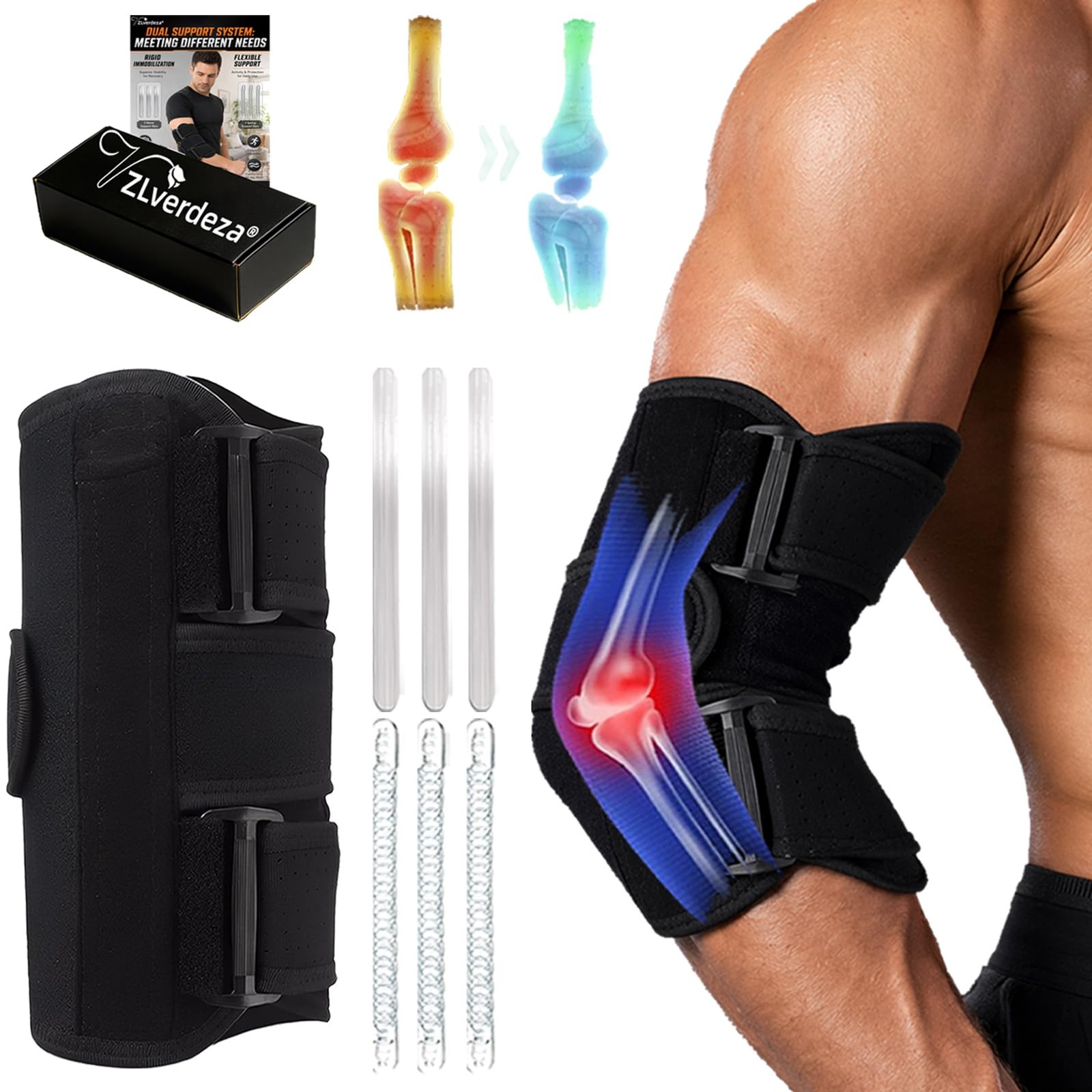 ZLverdeza 2026 Upgraded Elbow Brace for Cubital Tunnel with Tri-Support & 6 I…