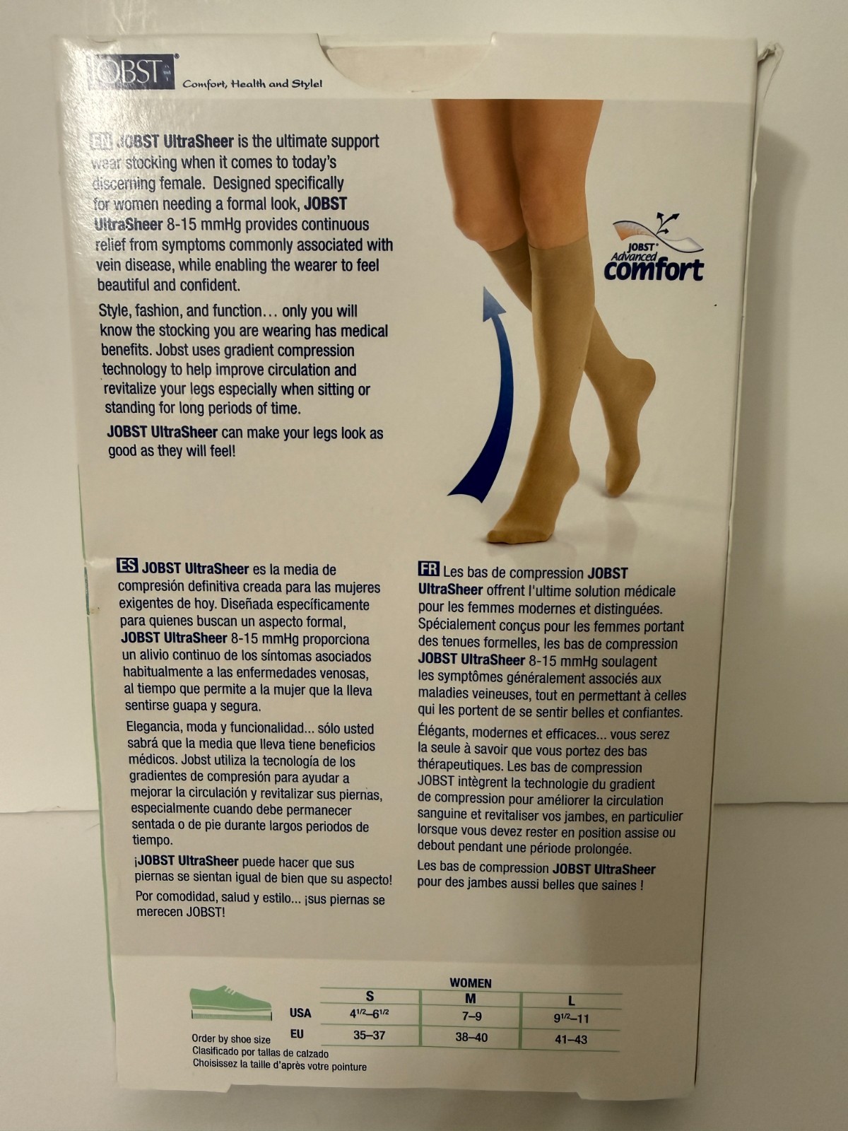 Jobst Ultra Sheer Support Compression Stockings 8-15 mmHg Black Knee High ~ NEW