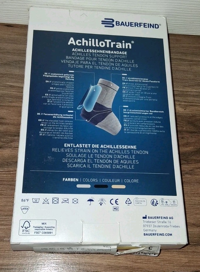 Bauerfeind AchilloTrain Achilles Sehnen Bandage Tendon Support Size 3 Titan READ