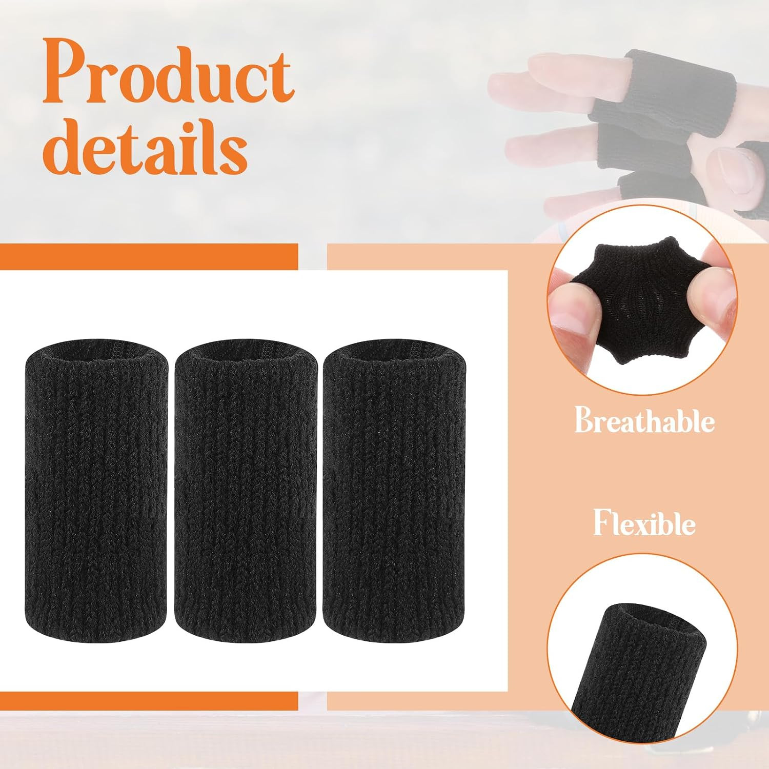10Pcs Black Sport Finger Sleeves, Finger Sleeves Protectors, Elastic Finger S…