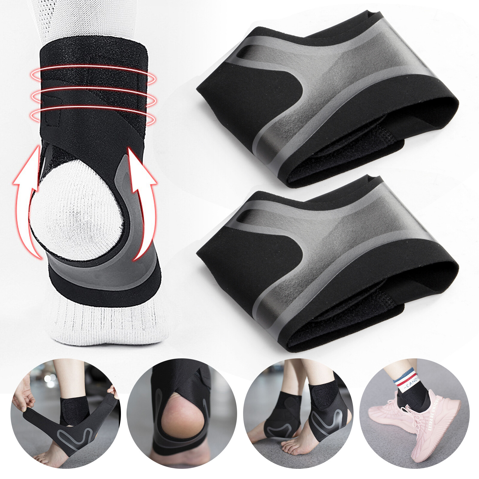 Ankle Brace Support Compression Sleeve Plantar Fasciitis Pain Relief Foot Wrap