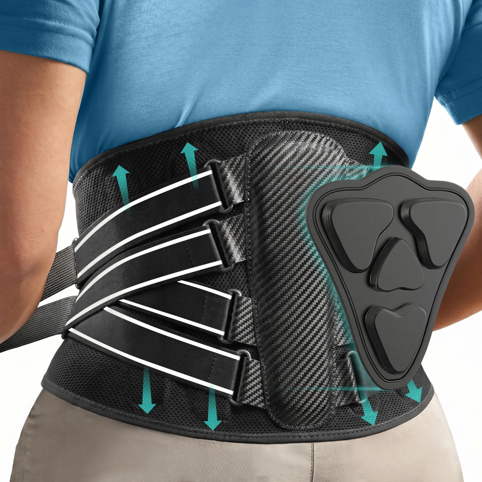 Lower Back Pain Relief Brace – Lumbar Support Belt, 7 Stays, Breathable, Fits 27