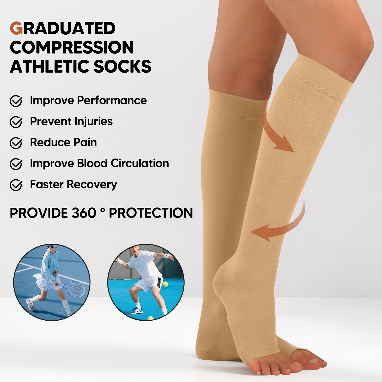 23-32mmHg Compression Socks Graduated Support Socks Women Men Stretchy Stockings