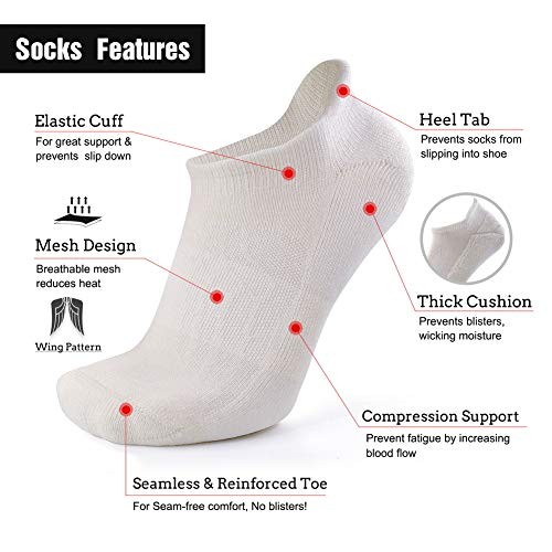 Merino Wool Compression Support Ankle Running Large-X-Large 6 Pairs White