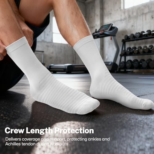 Athletic Crew Compression Socks (6 Pairs) for Large-X-Large White (6 Pairs)