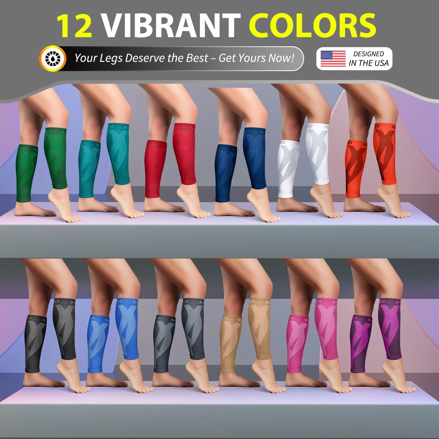 BLITZU Calf Compression Sleeves, Footless Compression Socks for Men & Women | Le