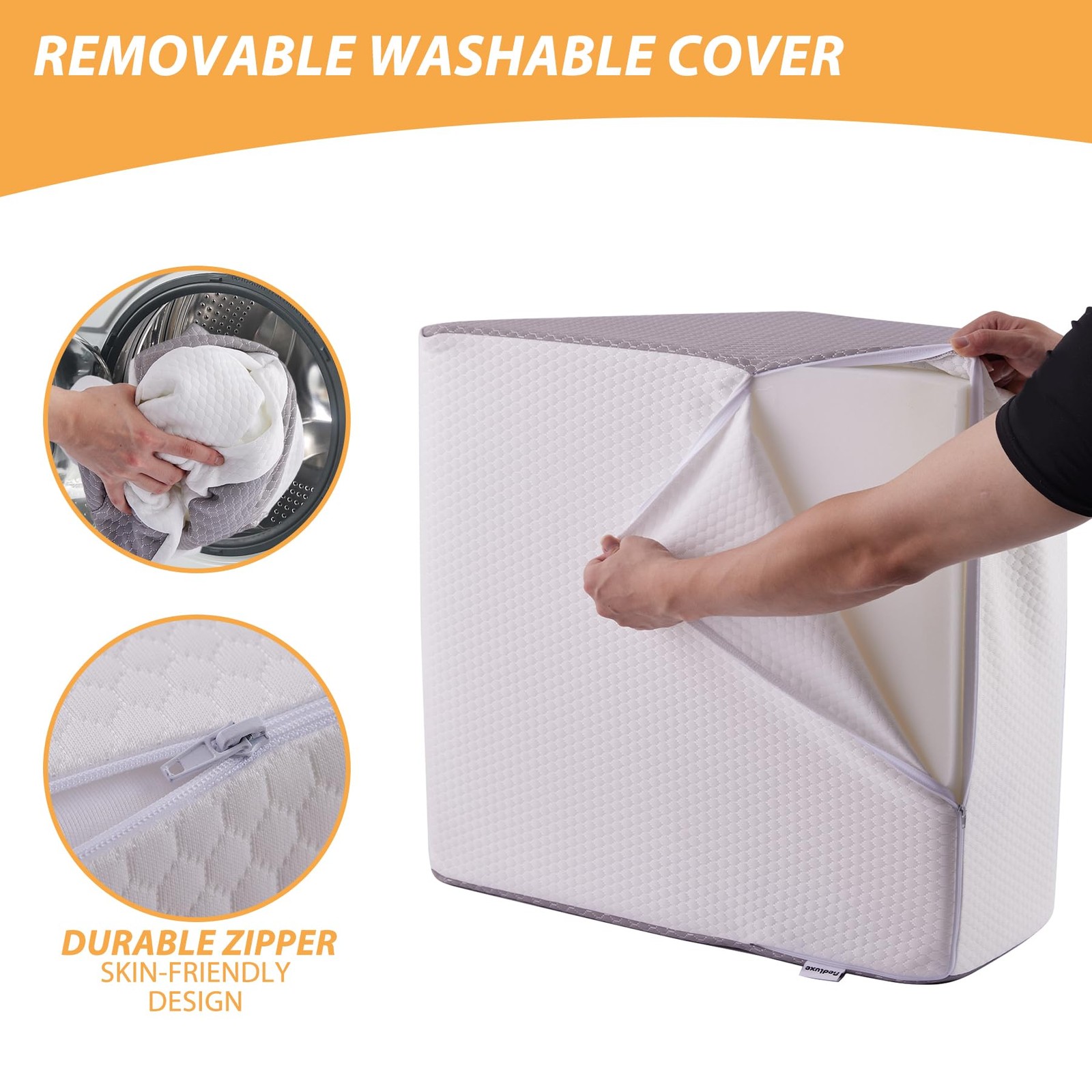 Bedluxe Leg Pillow Elevation Blood Circulation, Wedge 22*24+8, White Grey