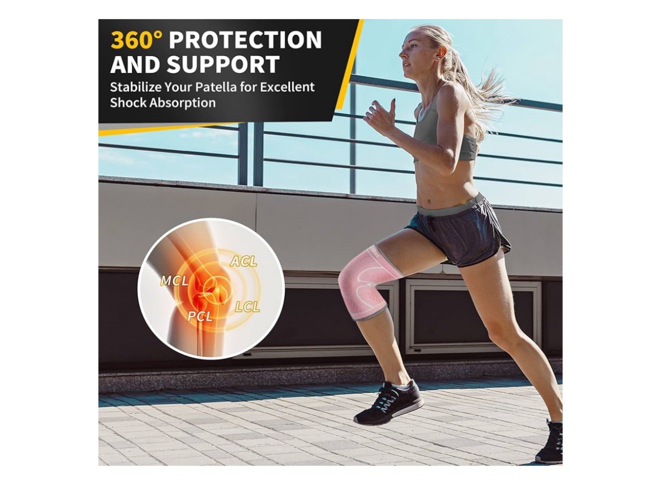 CAMBIVO 2 Pack Knee Braces for Knee Pain, Knee Compression Sleeve for Men and Wo
